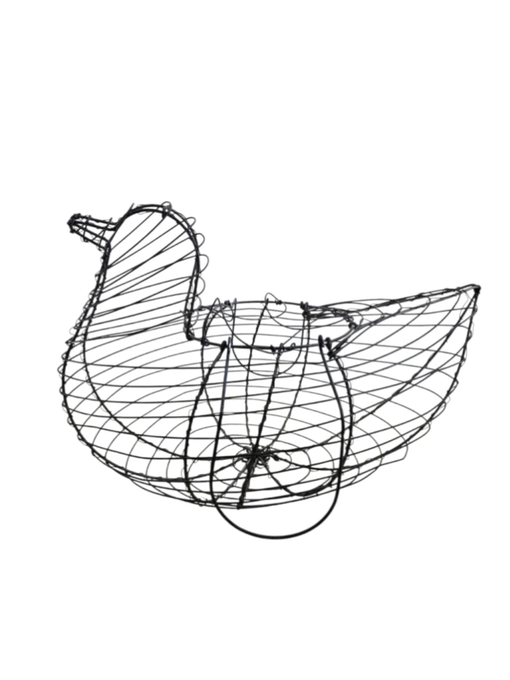 Vintage Wire Chicken Egg Basket Primitive Farmhouse Hen Gathering Basket